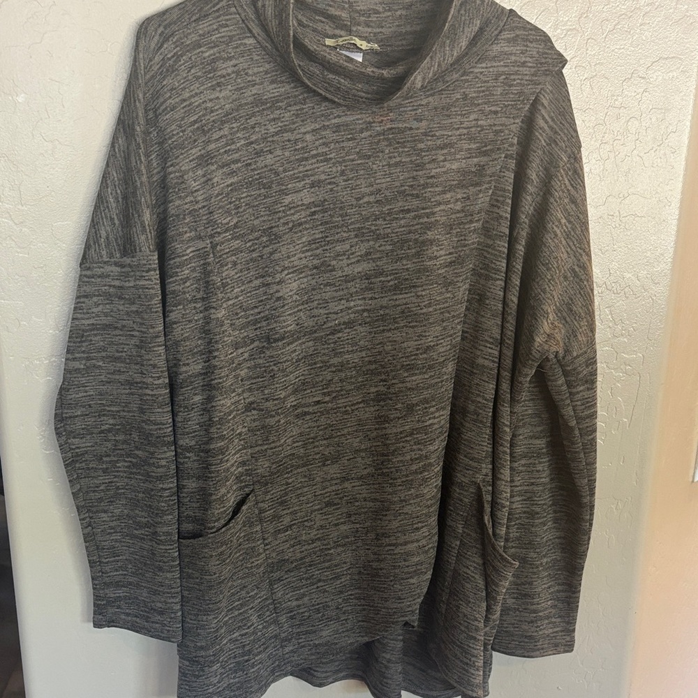 Cozy Heathered Gray Cowl Neck Sweater